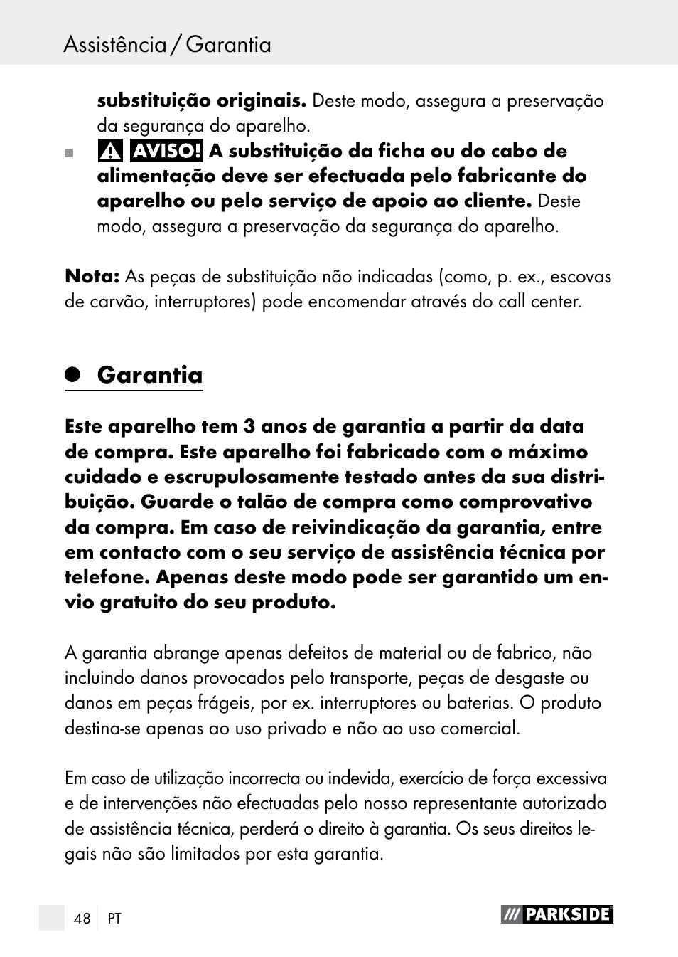 Garantia / eliminação assistência / garantia, Garantia | Parkside PGG 15 B1 User Manual | Page 48 / 83