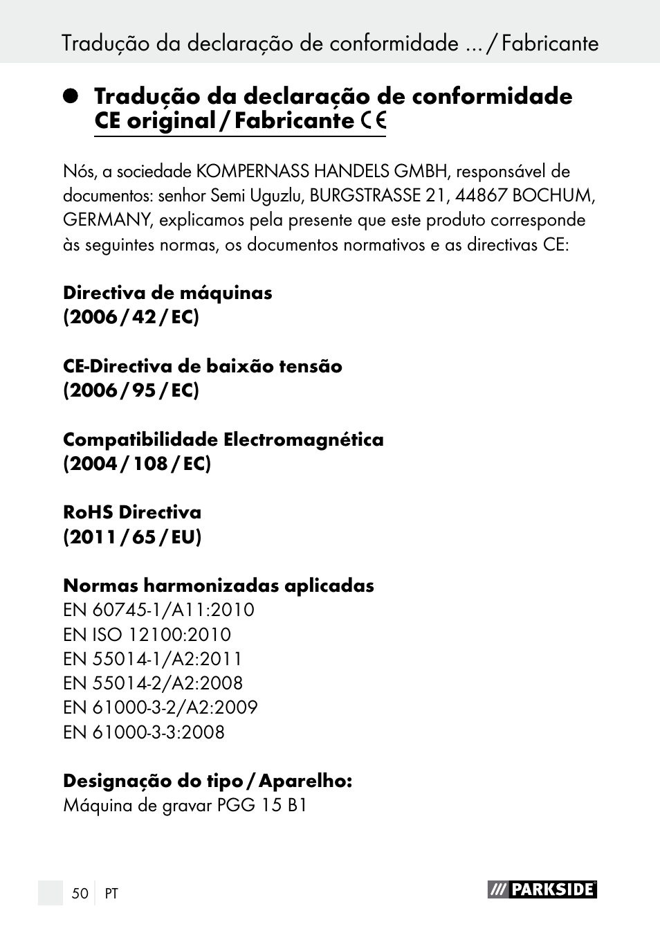 Parkside PGG 15 B1 User Manual | Page 50 / 83