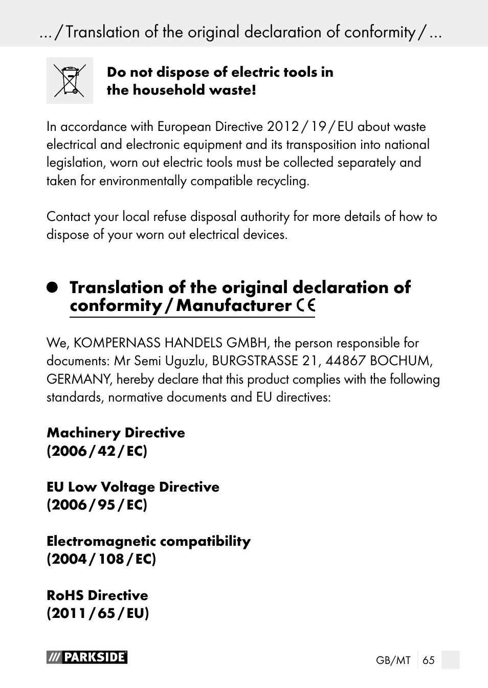Parkside PGG 15 B1 User Manual | Page 65 / 83