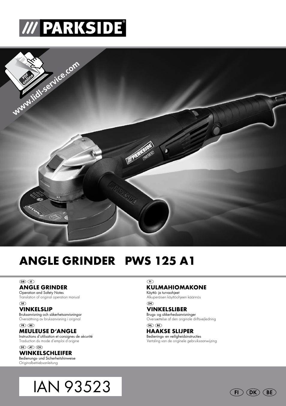Parkside PWS 125 A1 User Manual | 108 pages