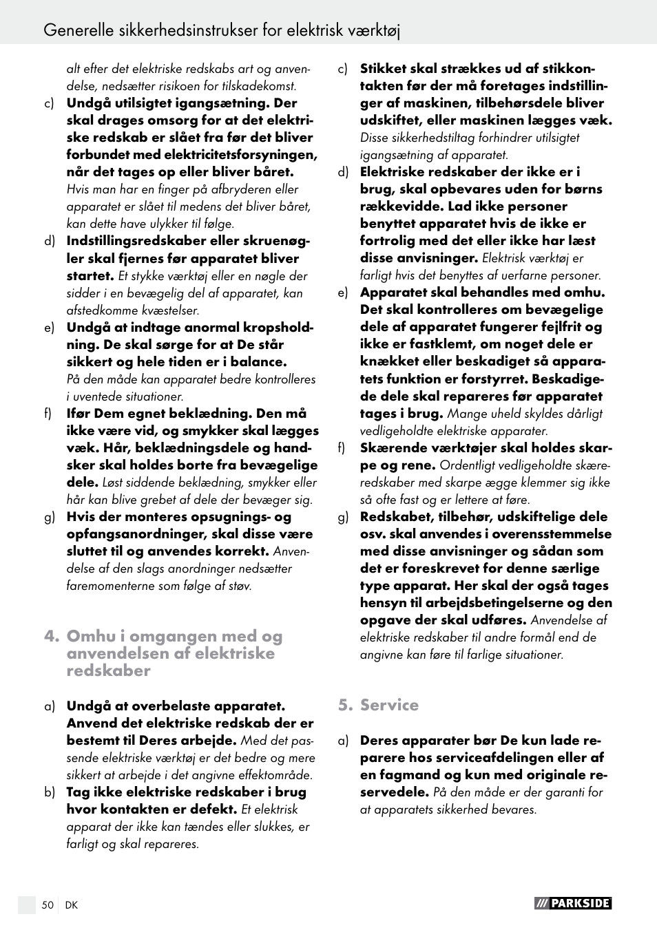 Parkside PWS 125 A1 User Manual | Page 50 / 108