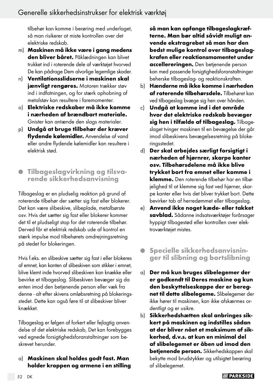 Parkside PWS 125 A1 User Manual | Page 52 / 108