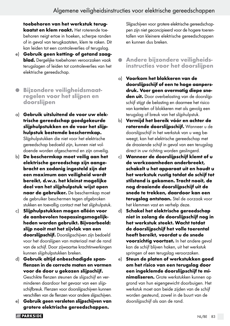 Parkside PWS 125 A1 User Manual | Page 83 / 108
