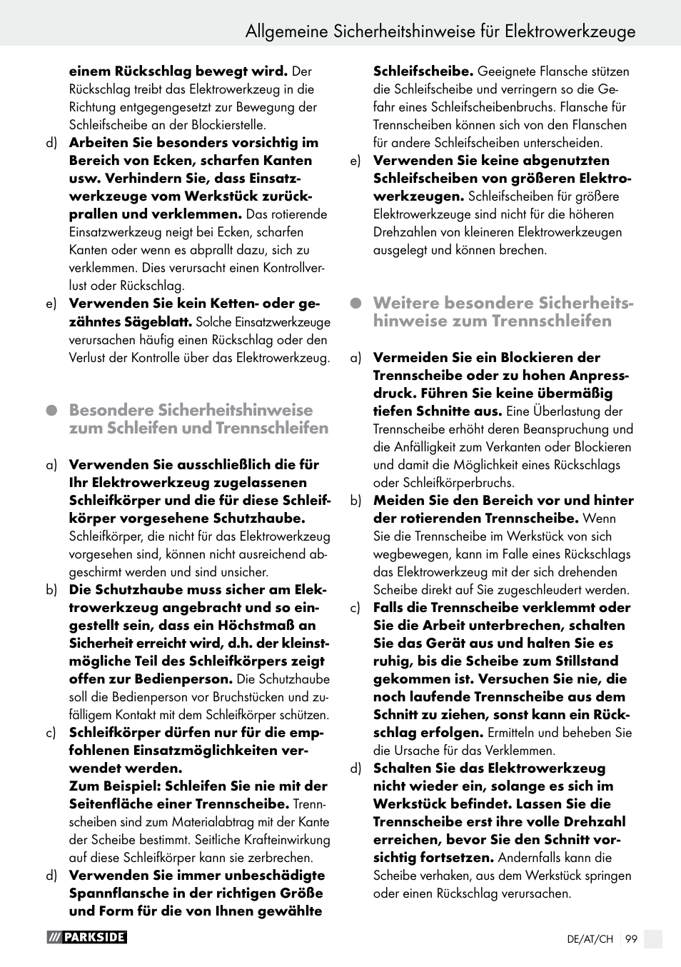 Parkside PWS 125 A1 User Manual | Page 99 / 108