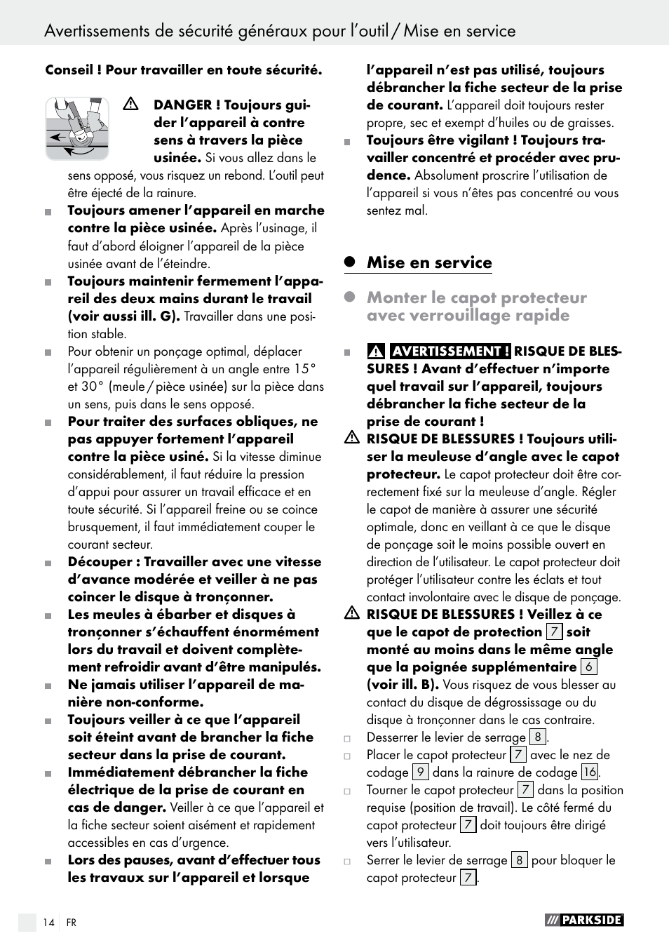 Mise en service | Parkside PWS 230 A1 User Manual | Page 14 / 46