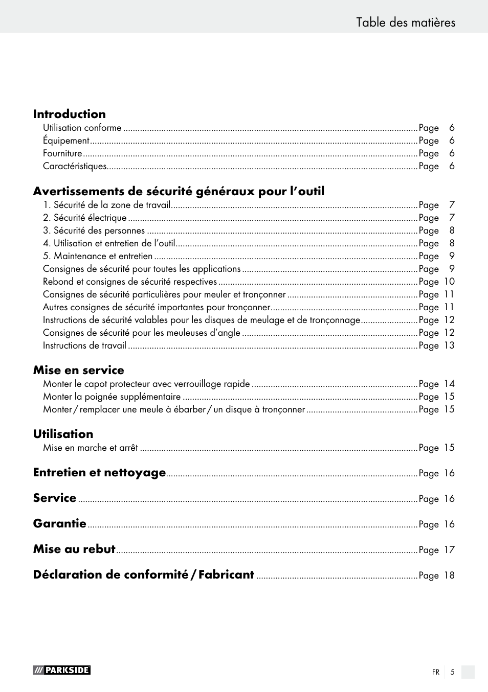 Parkside PWS 230 A1 User Manual | Page 5 / 46