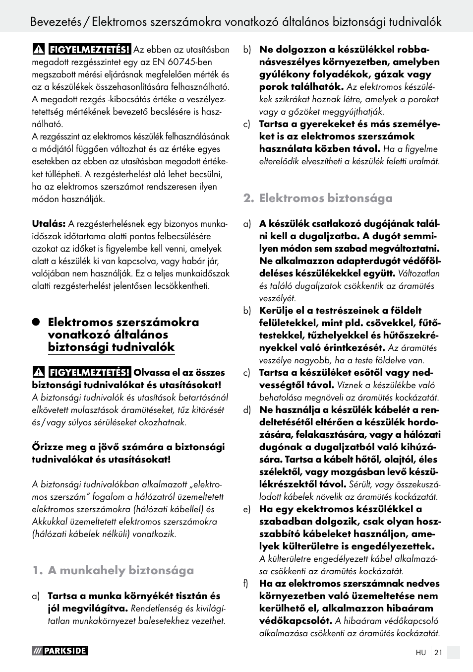 Parkside PWS 230 A1 User Manual | Page 21 / 91