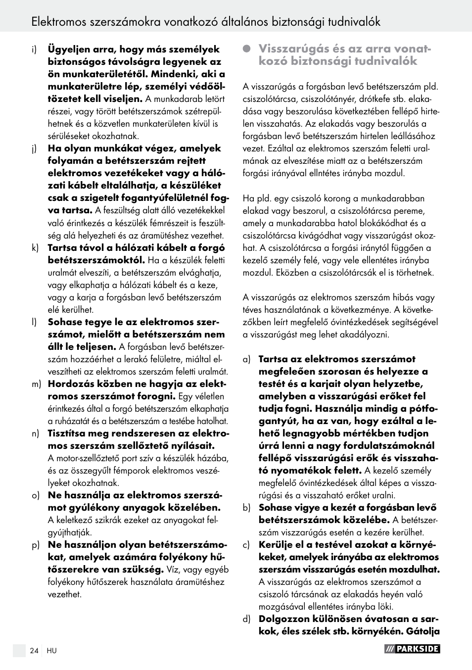 Parkside PWS 230 A1 User Manual | Page 24 / 91