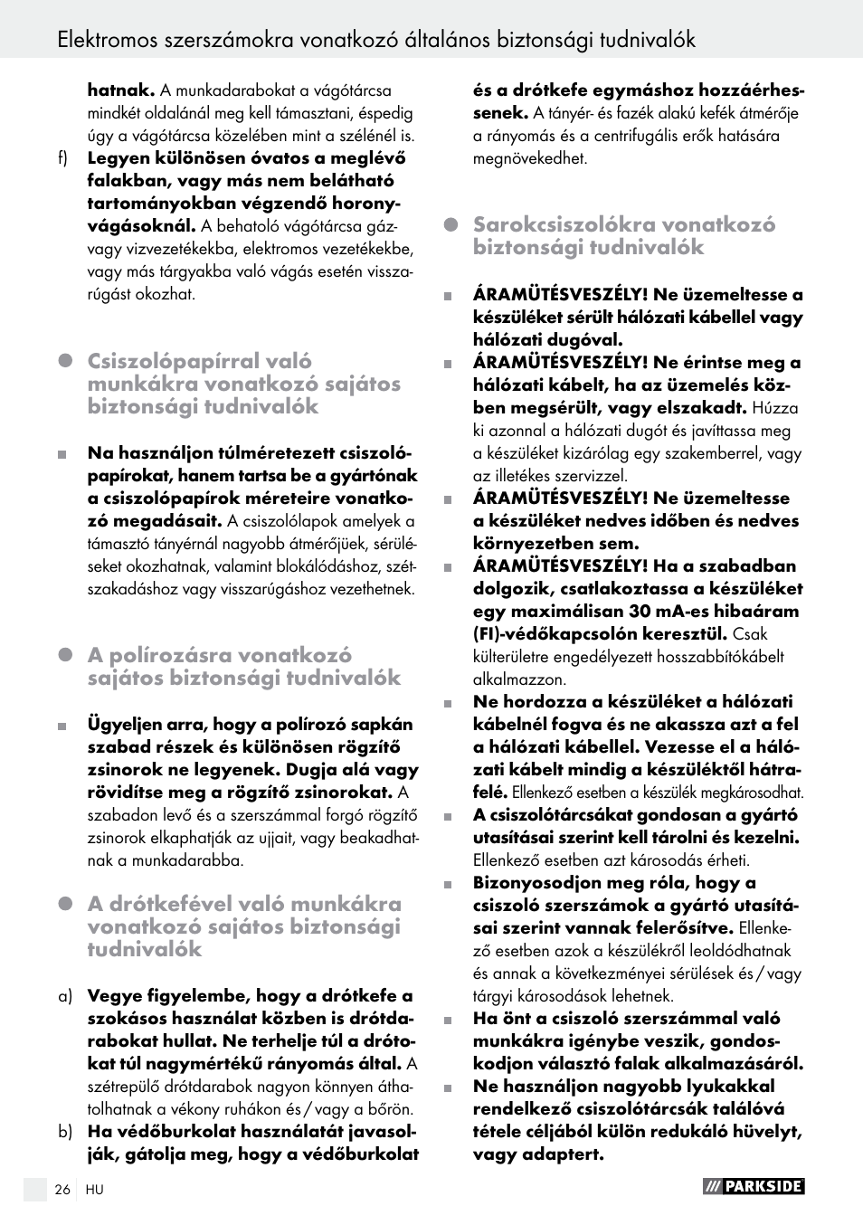 Parkside PWS 230 A1 User Manual | Page 26 / 91