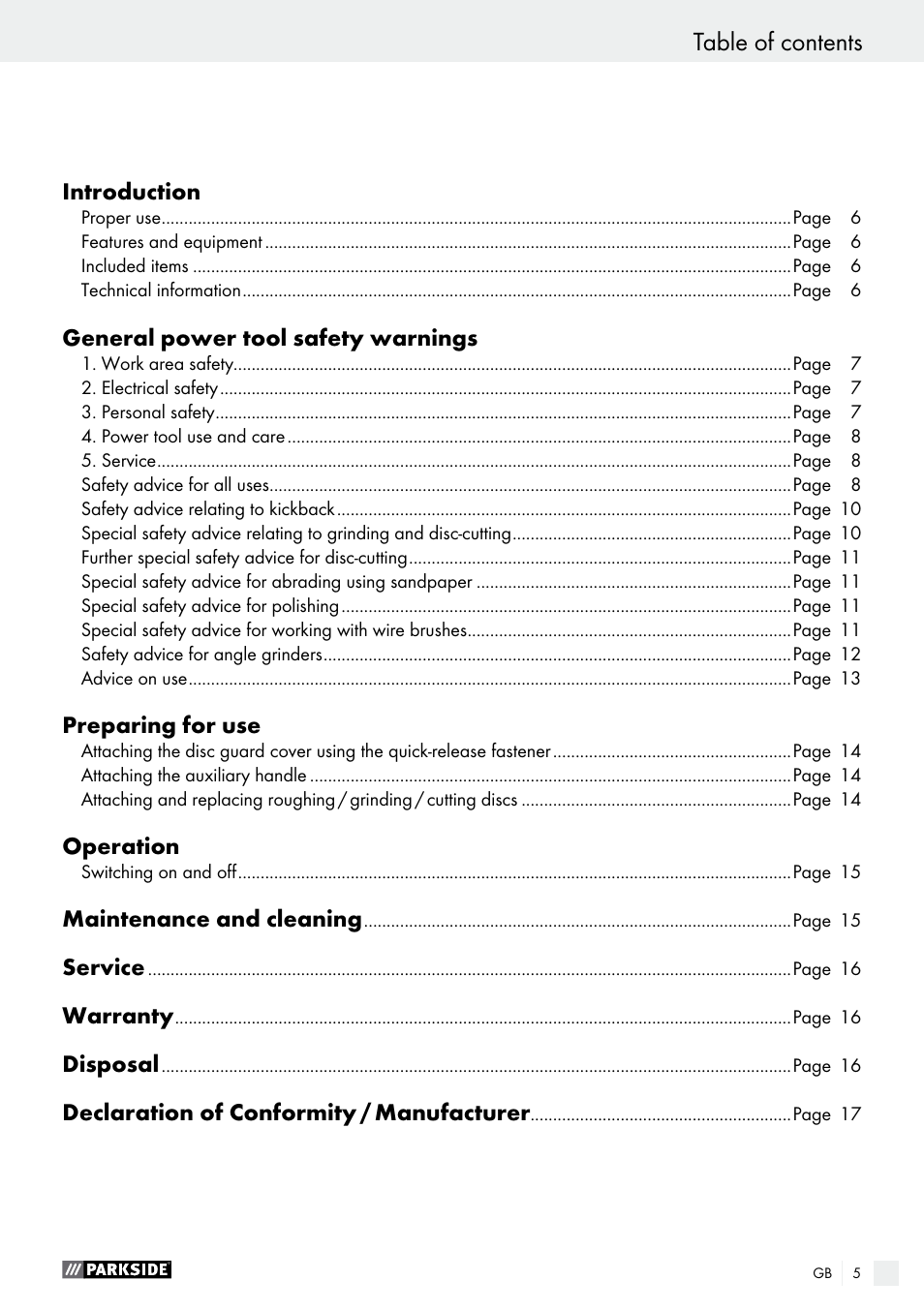 Parkside PWS 230 A1 User Manual | Page 5 / 91