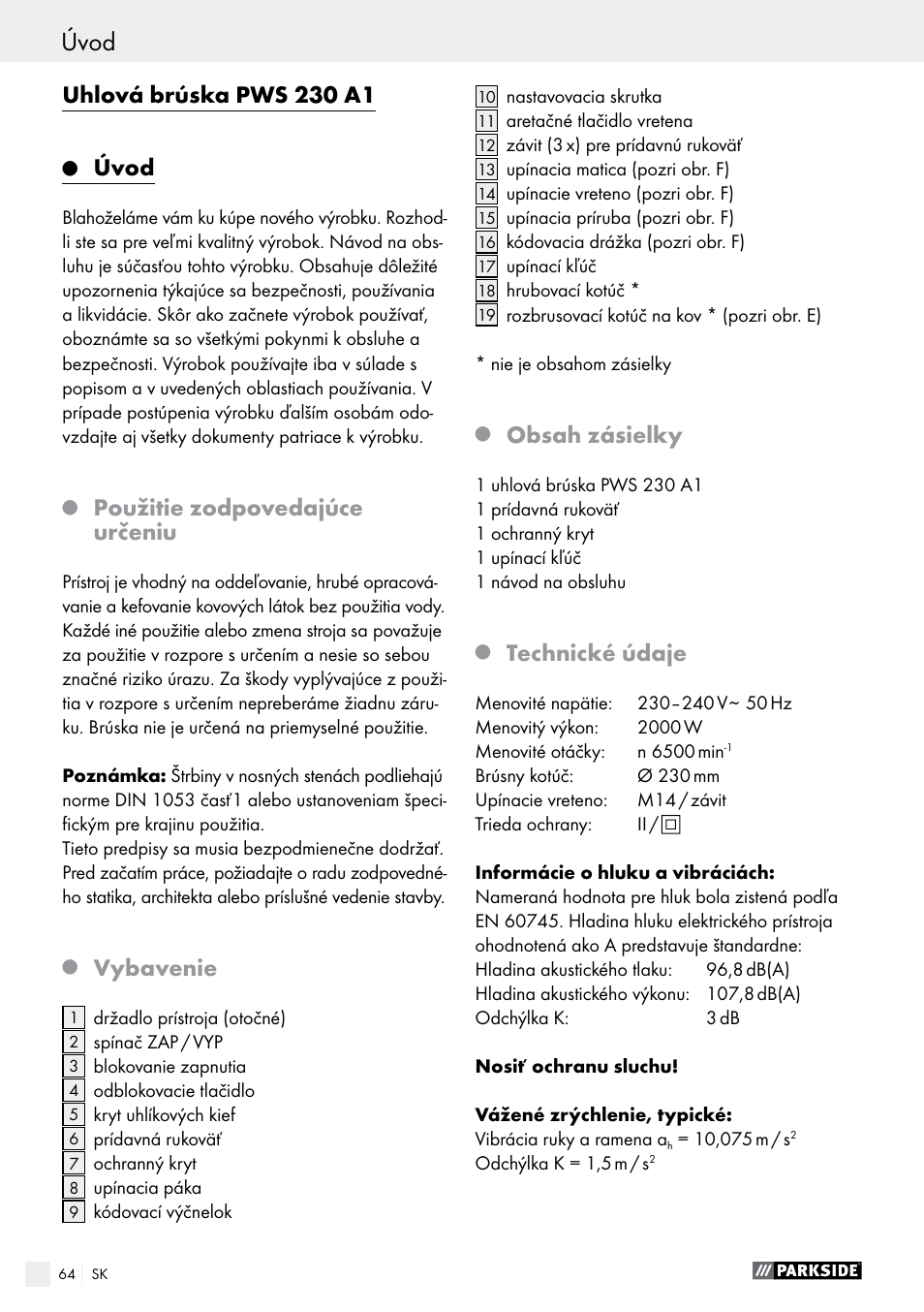 Parkside PWS 230 A1 User Manual | Page 64 / 91