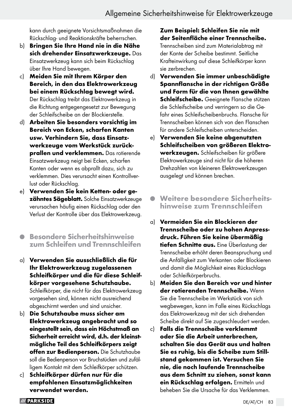 Parkside PWS 230 A1 User Manual | Page 83 / 91