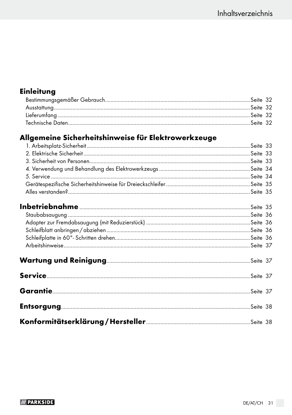 Parkside PDS 290 A1 User Manual | Page 31 / 39