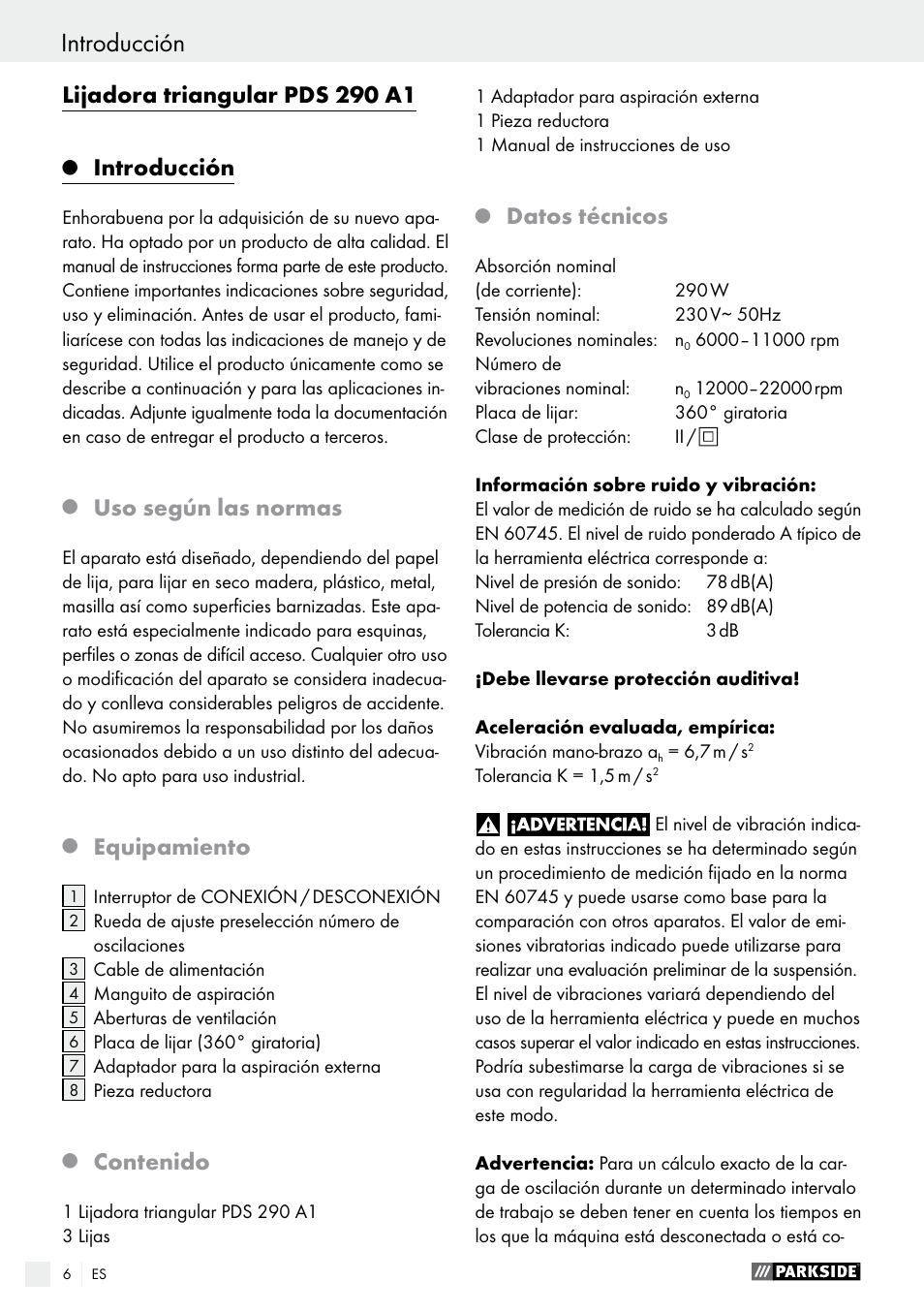 Parkside PDS 290 A1 User Manual | Page 6 / 39