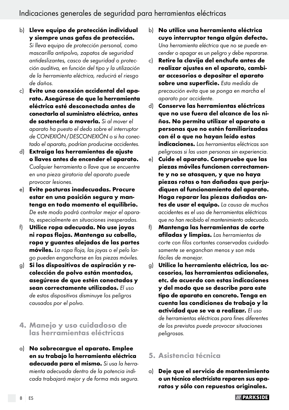 Parkside PDS 290 A1 User Manual | Page 8 / 39