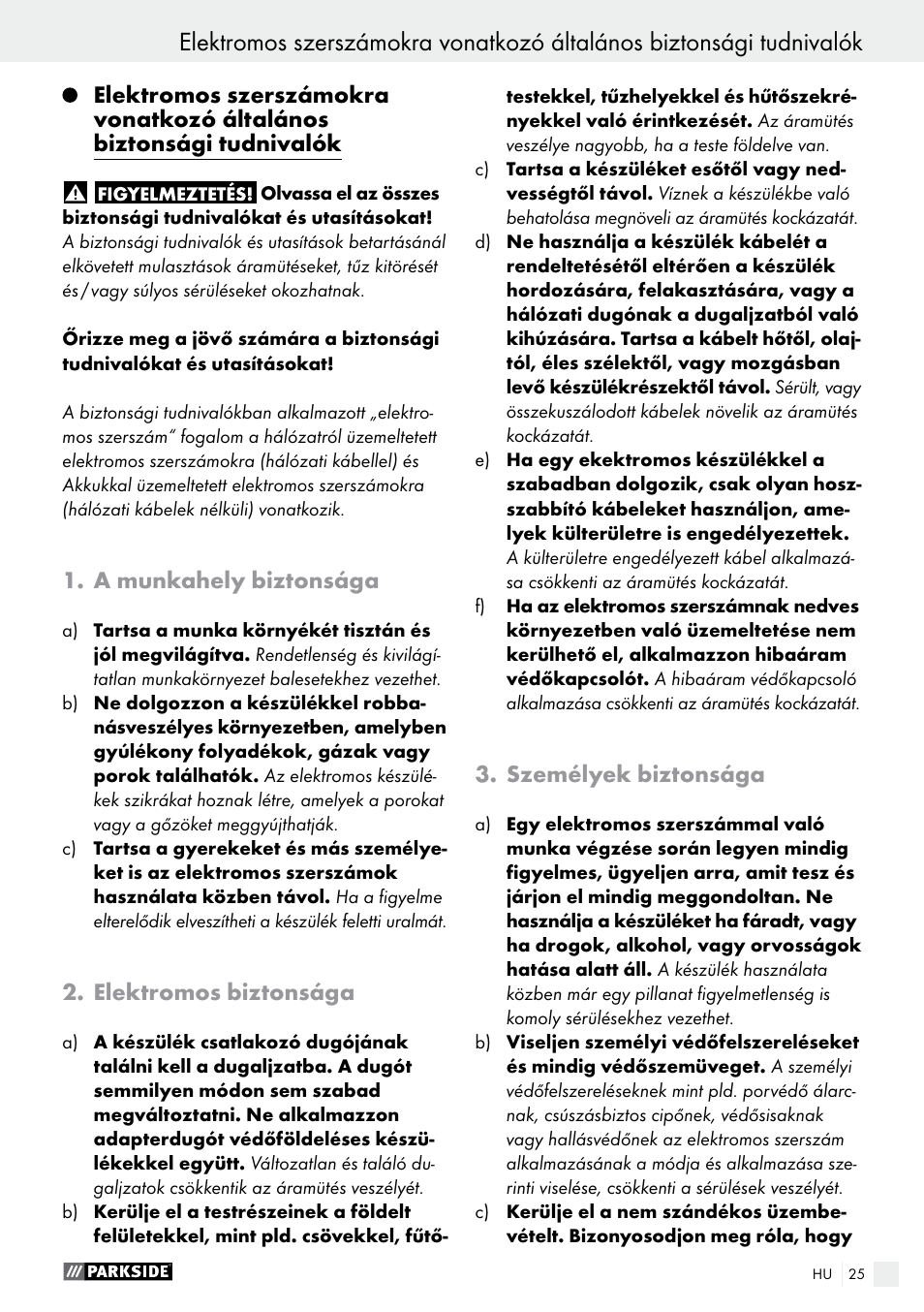 Parkside PDS 290 A1 User Manual | Page 25 / 65