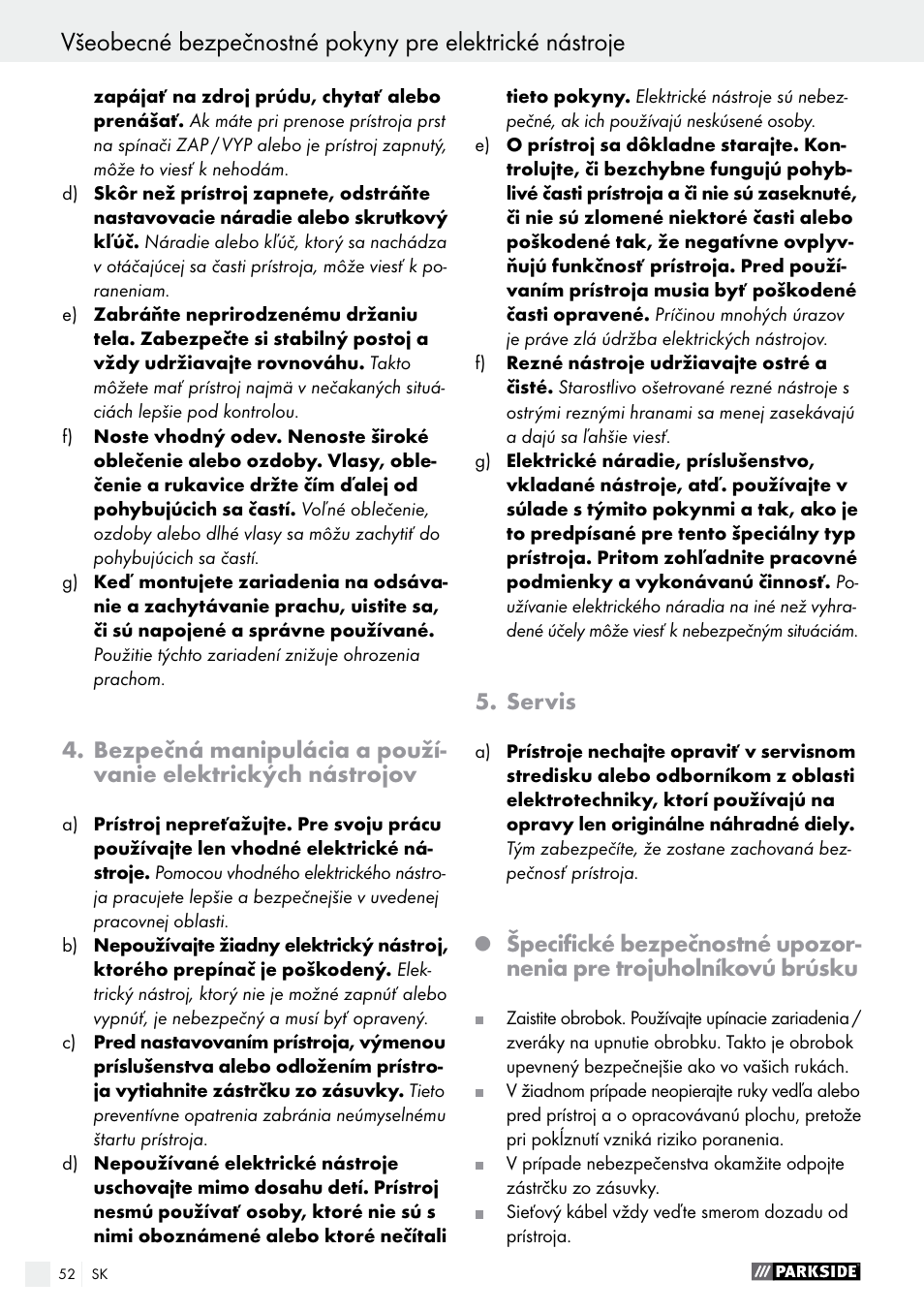 Servis | Parkside PDS 290 A1 User Manual | Page 52 / 65