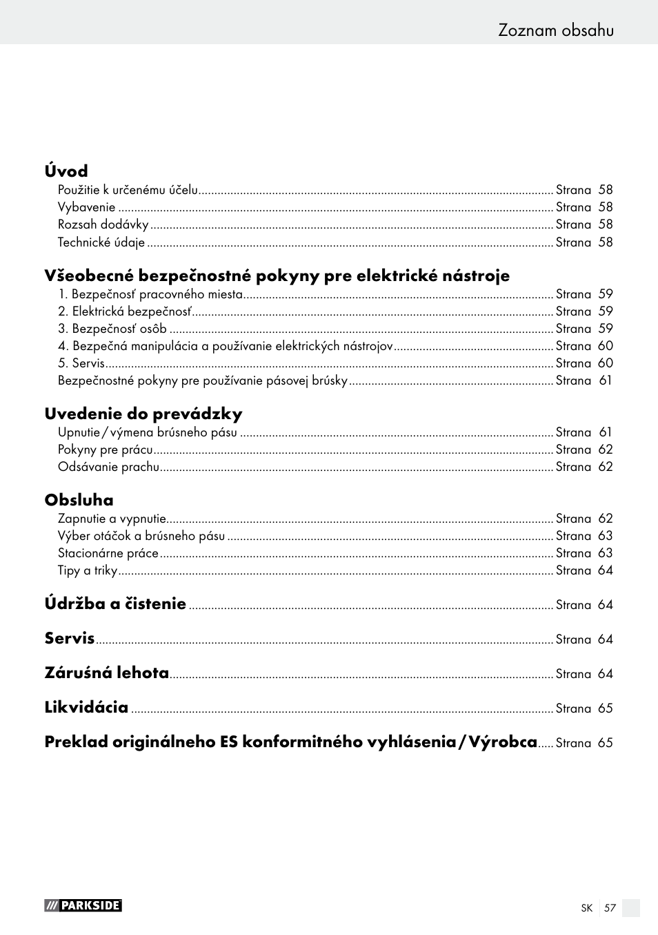 Parkside PBS 600 A1 User Manual | Page 57 / 77
