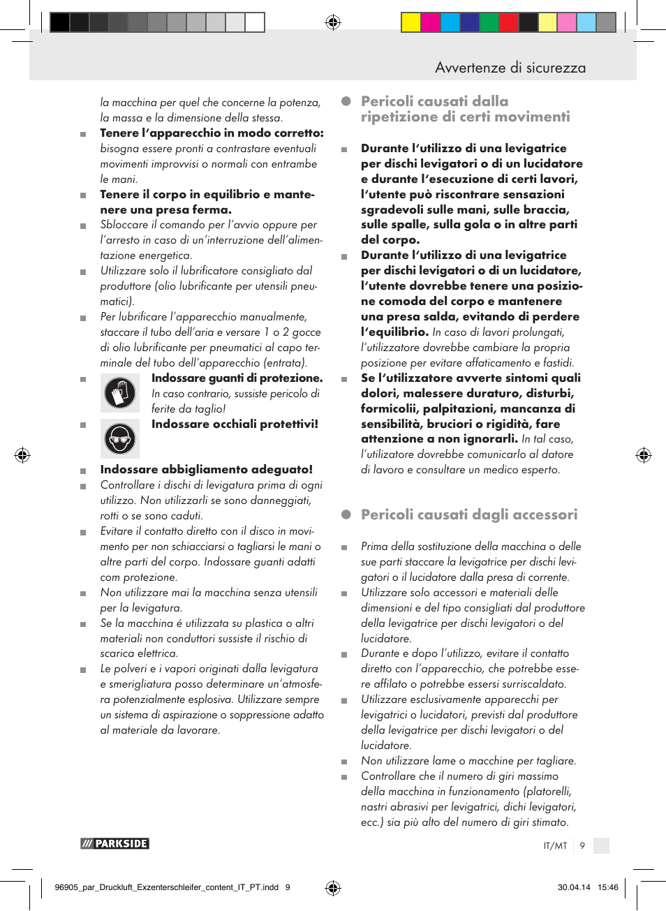 Avvertenze di sicurezza, Pericoli causati dagli accessori | Parkside PDEXS 150 A1 User Manual | Page 9 / 51