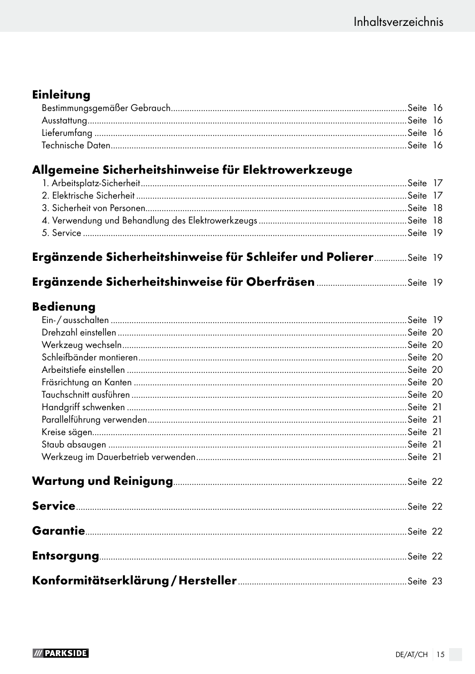 Parkside PSFS 250 A1 User Manual | Page 15 / 33
