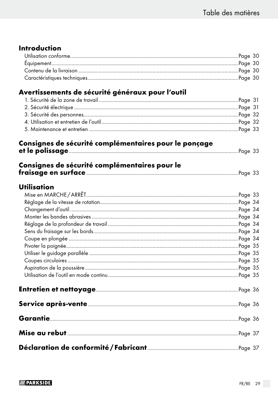 Parkside PSFS 250 A1 User Manual | Page 29 / 58