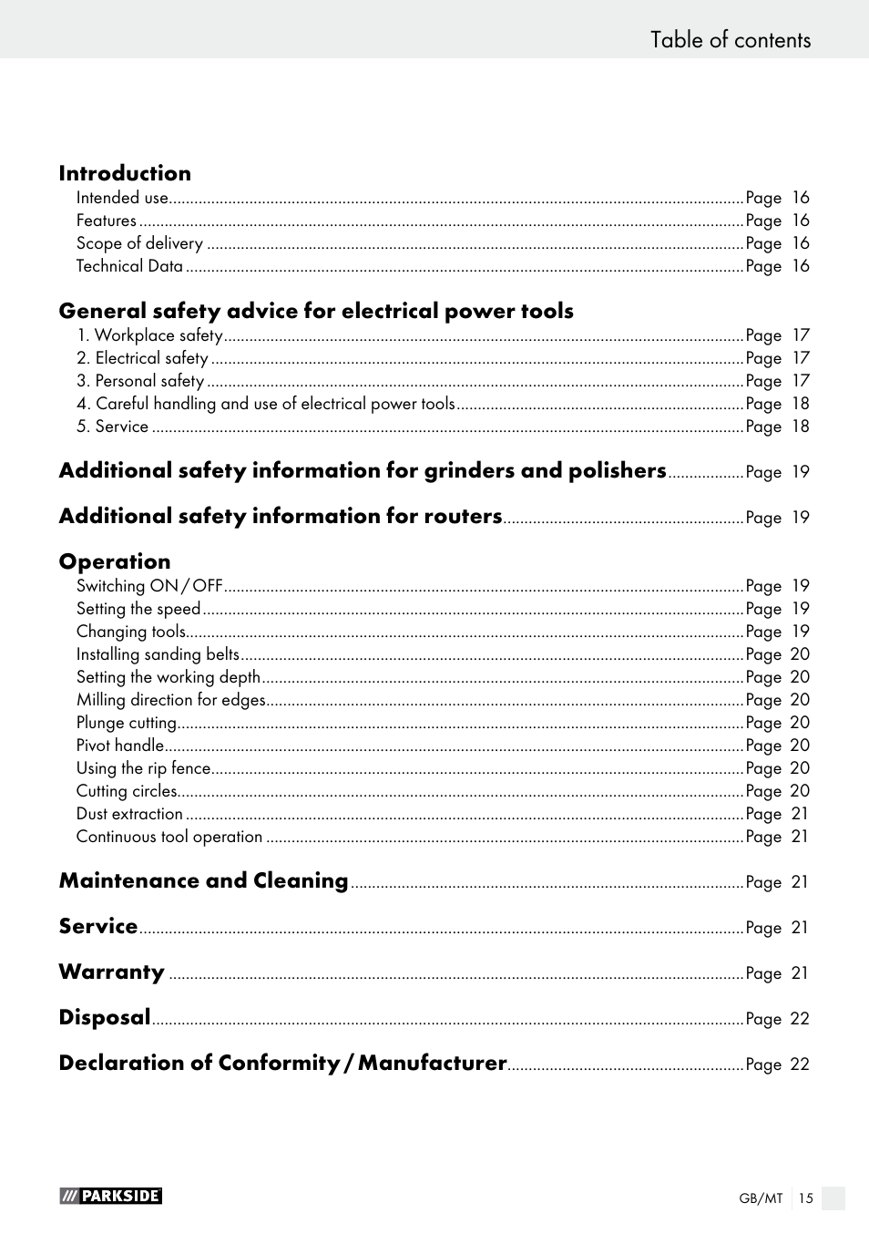 Parkside PSFS 250 A1 User Manual | Page 15 / 32