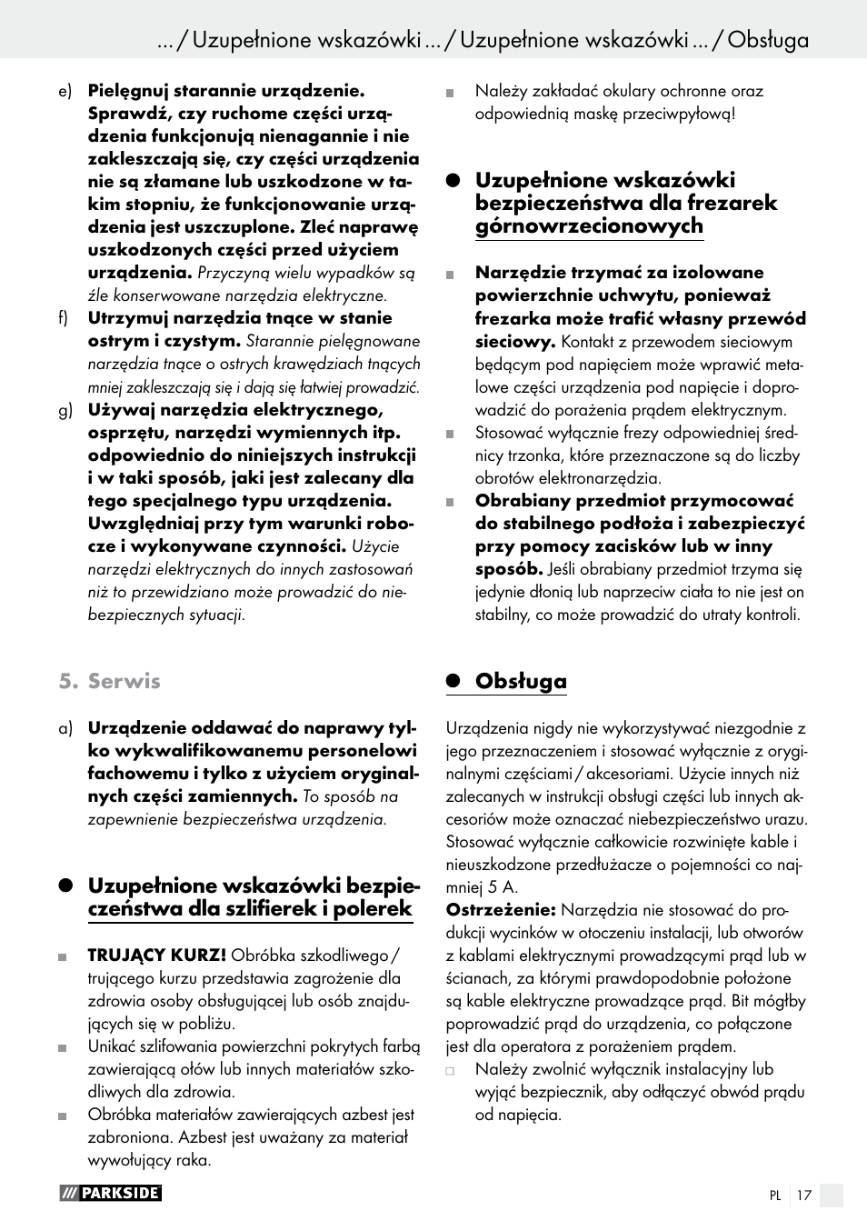 Parkside PSFS 250 A1 User Manual | Page 17 / 60