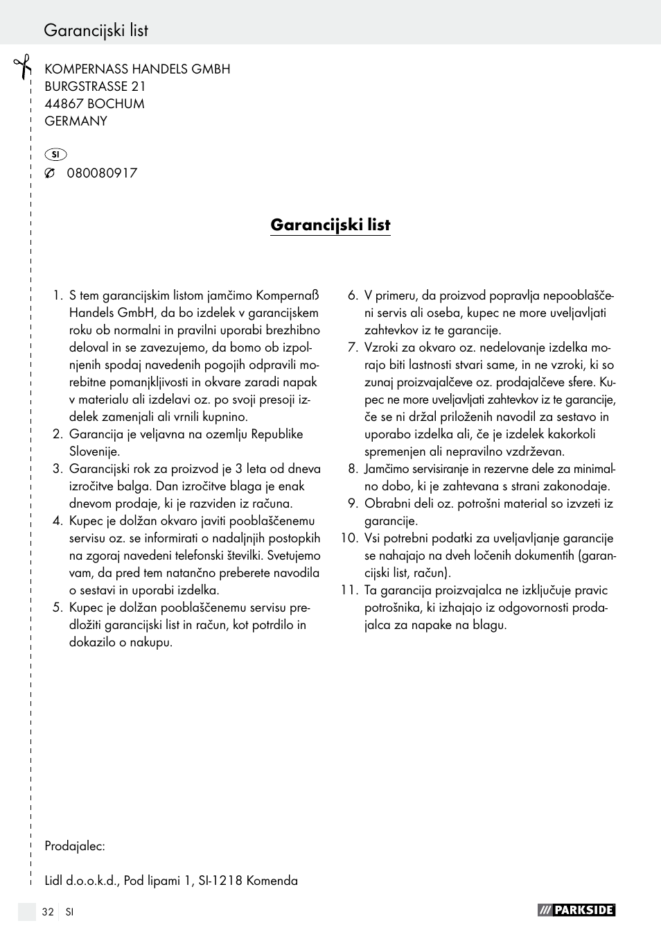 Parkside PSFS 250 A1 User Manual | Page 32 / 60