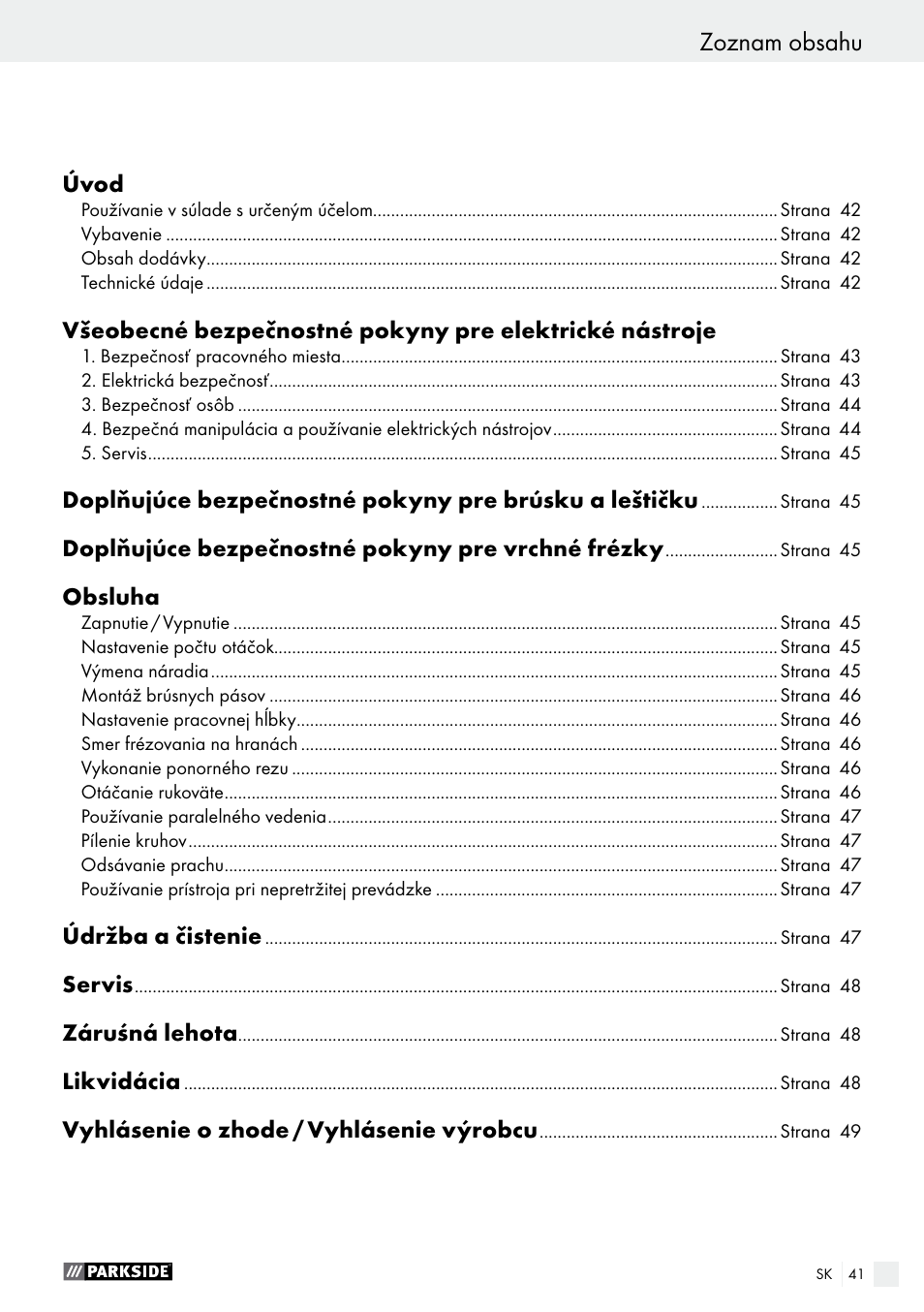 Parkside PSFS 250 A1 User Manual | Page 41 / 60