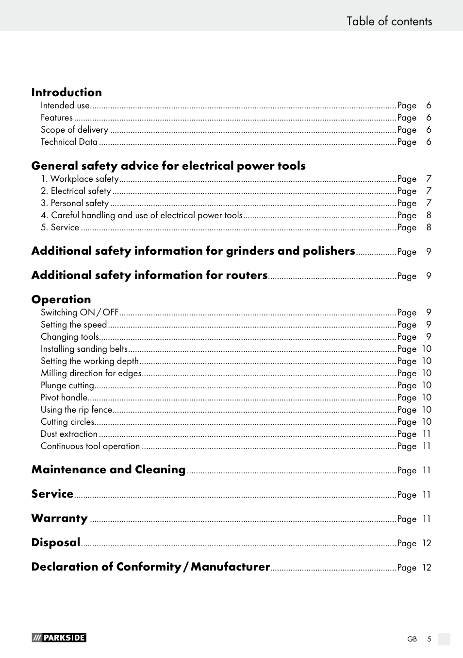 Parkside PSFS 250 A1 User Manual | Page 5 / 60