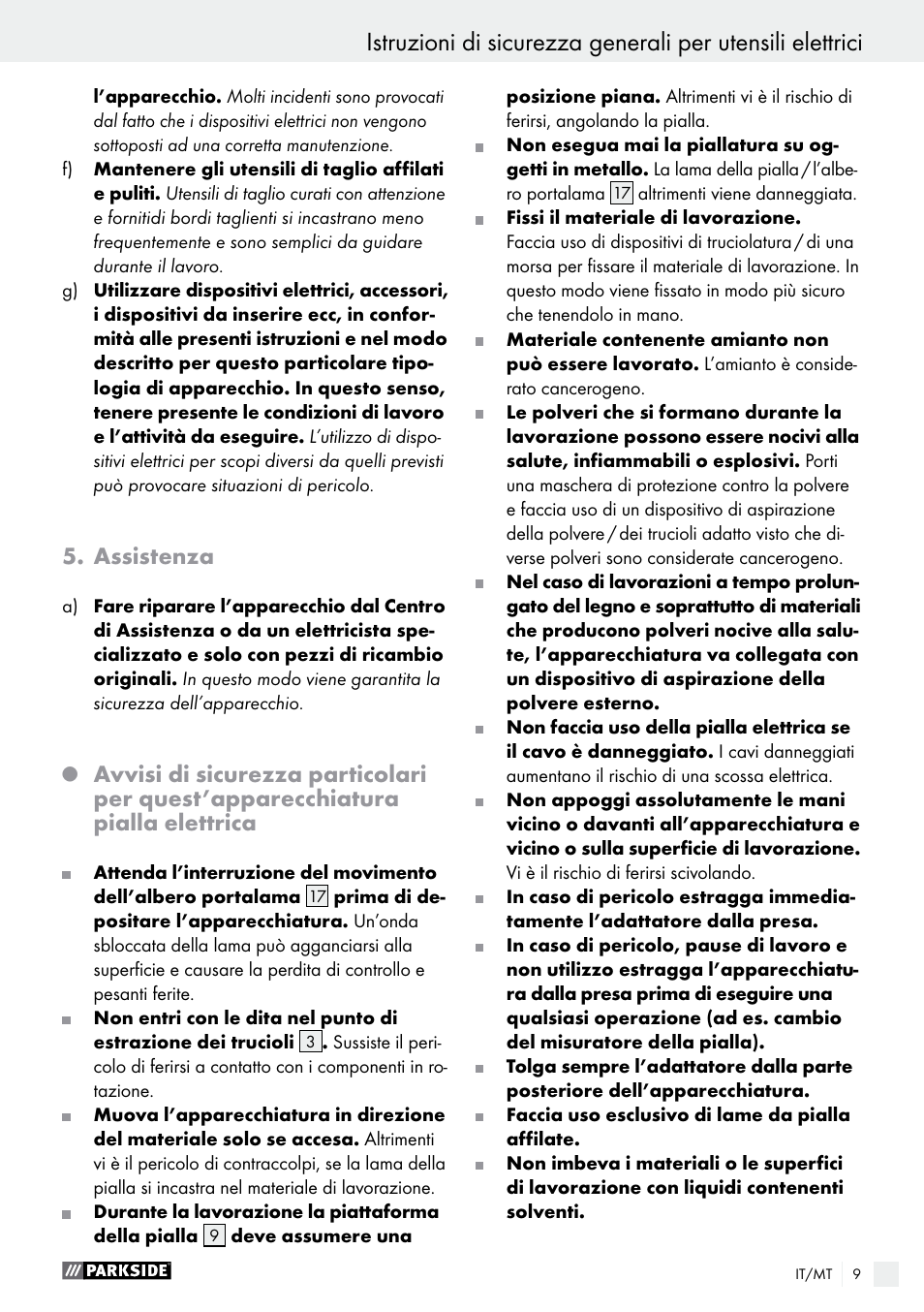 Assistenza | Parkside PEH 30 A1 User Manual | Page 9 / 35