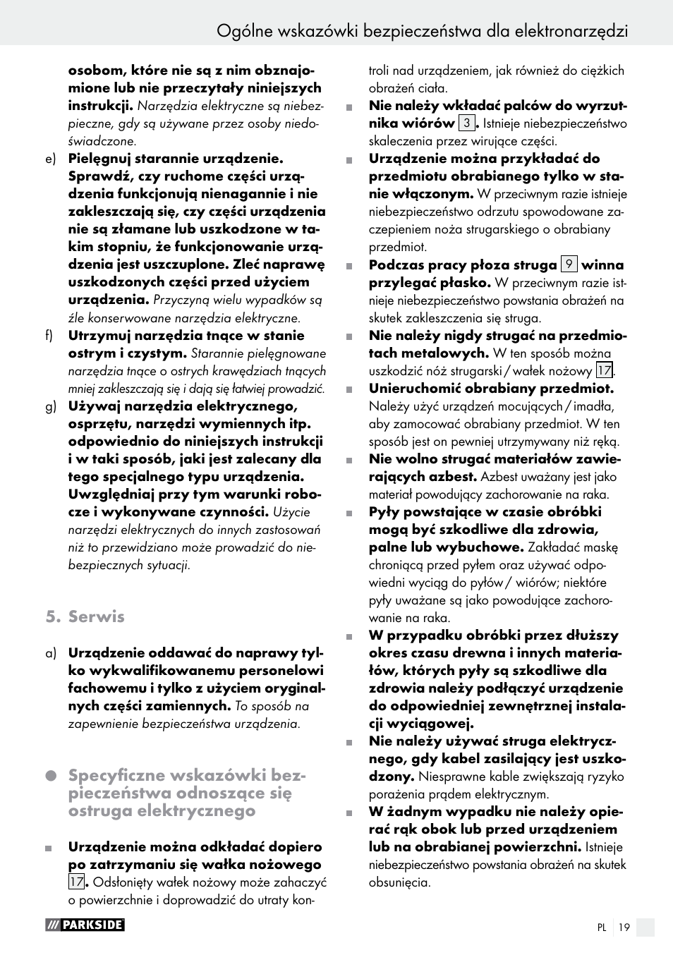 Serwis | Parkside PEH 30 A1 User Manual | Page 19 / 75