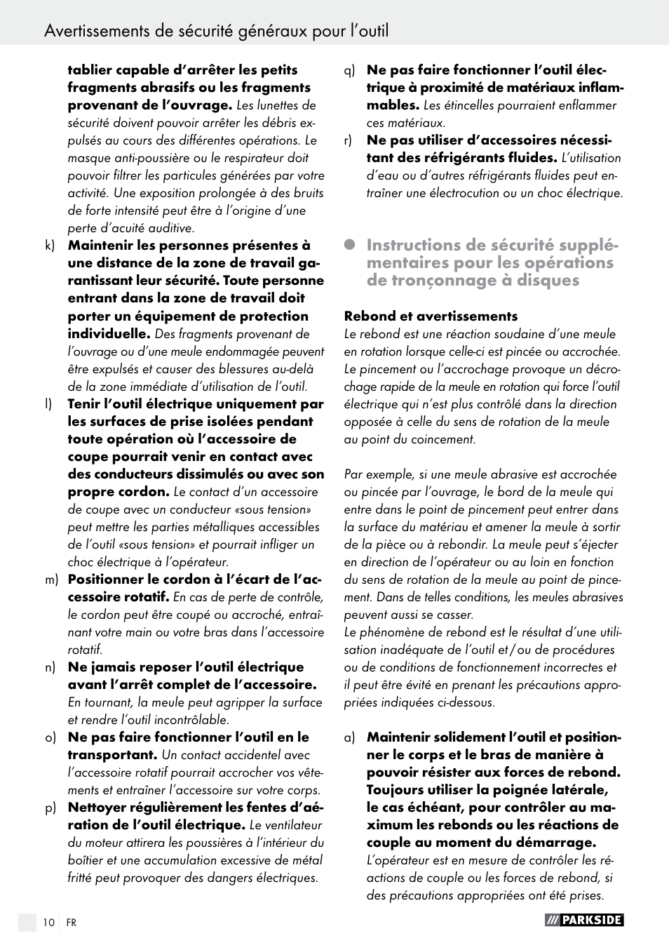 Parkside PMNF 1350 A1 User Manual | Page 10 / 34