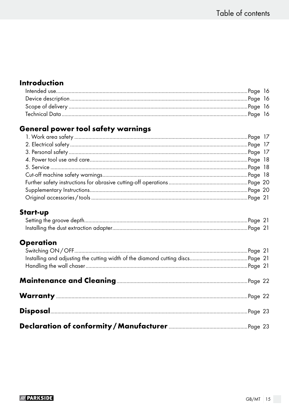 Parkside PMNF 1350 A1 User Manual | Page 15 / 35