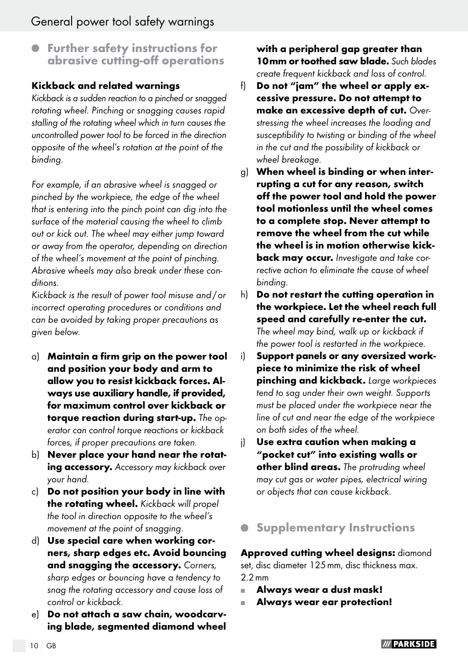 Parkside PMNF 1350 A1 User Manual | Page 10 / 55