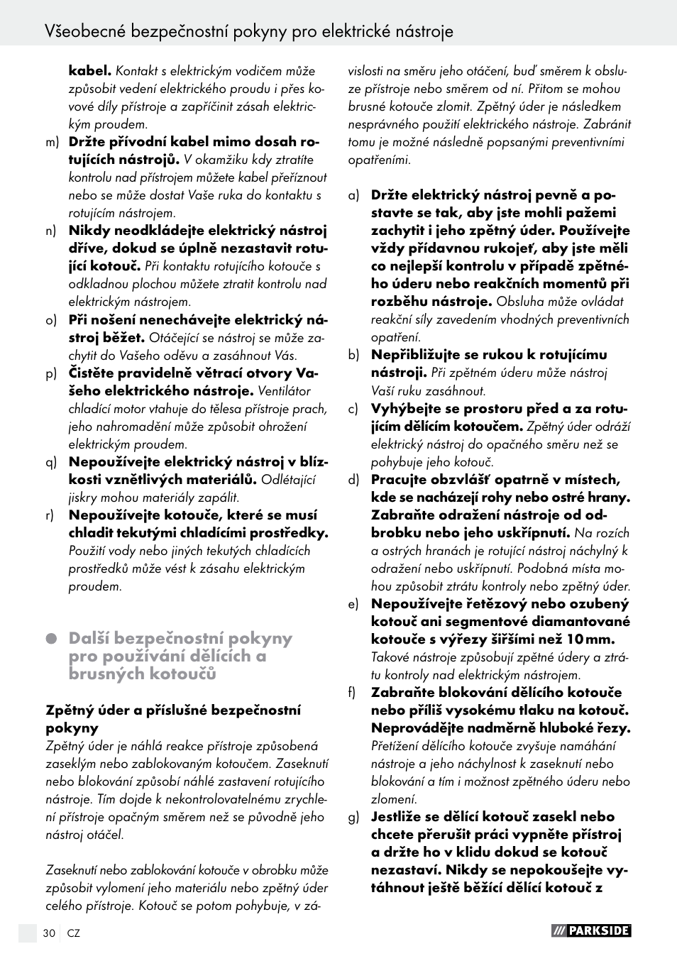 Parkside PMNF 1350 A1 User Manual | Page 30 / 55