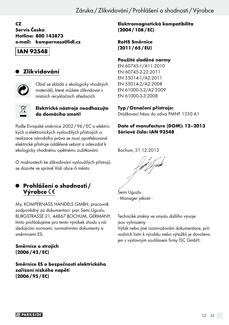 Parkside PMNF 1350 A1 User Manual | Page 33 / 55