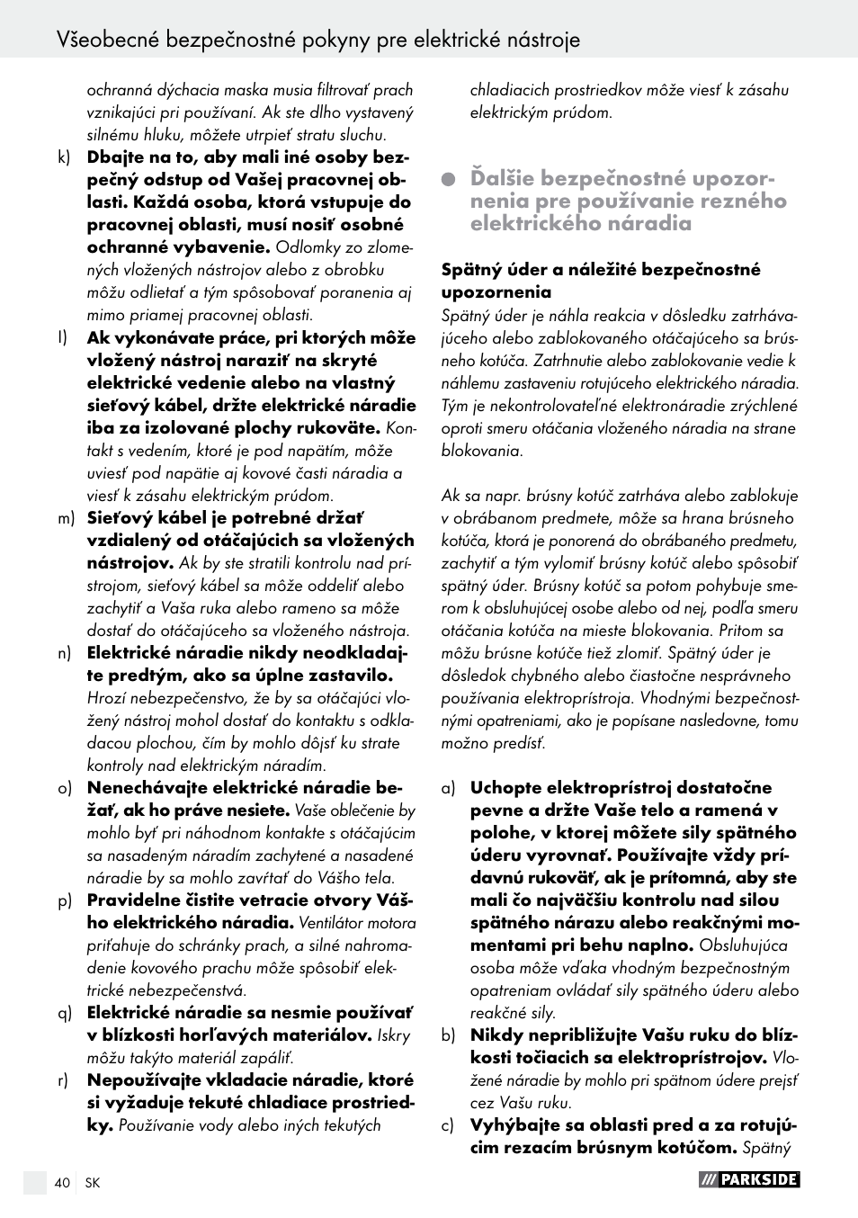 Parkside PMNF 1350 A1 User Manual | Page 40 / 55