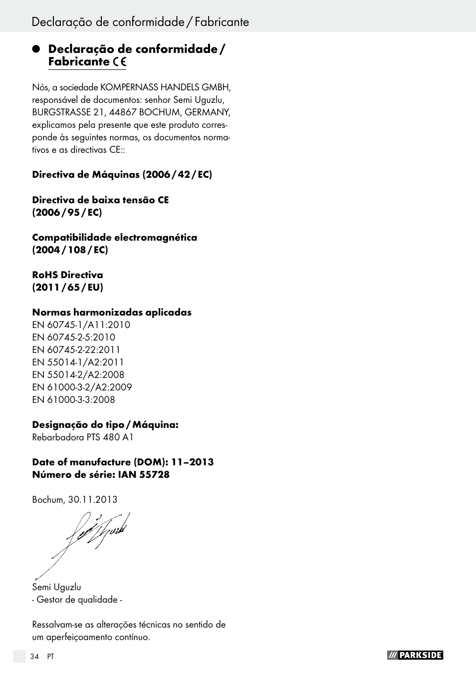 Parkside PTS 480 A1 User Manual | Page 34 / 55