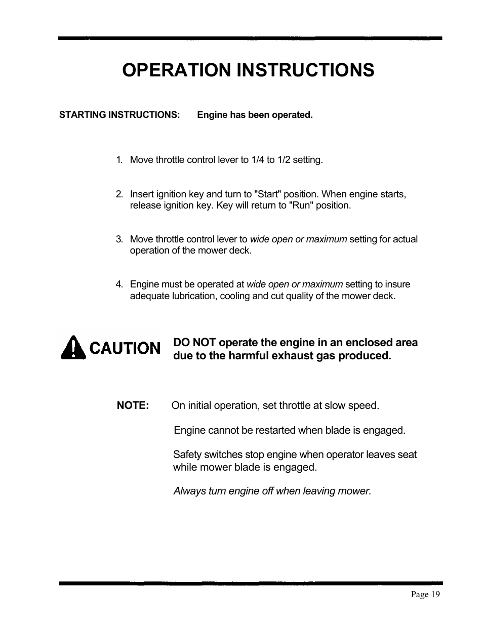 Operation instructions | Dixon ZTR 5424 User Manual | Page 21 / 48