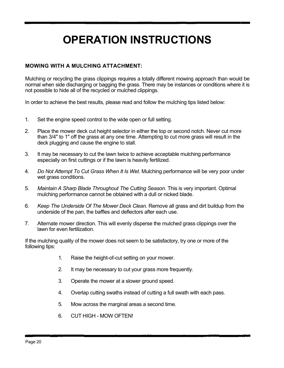 Operation instructions | Dixon ZTR 5424 User Manual | Page 22 / 48