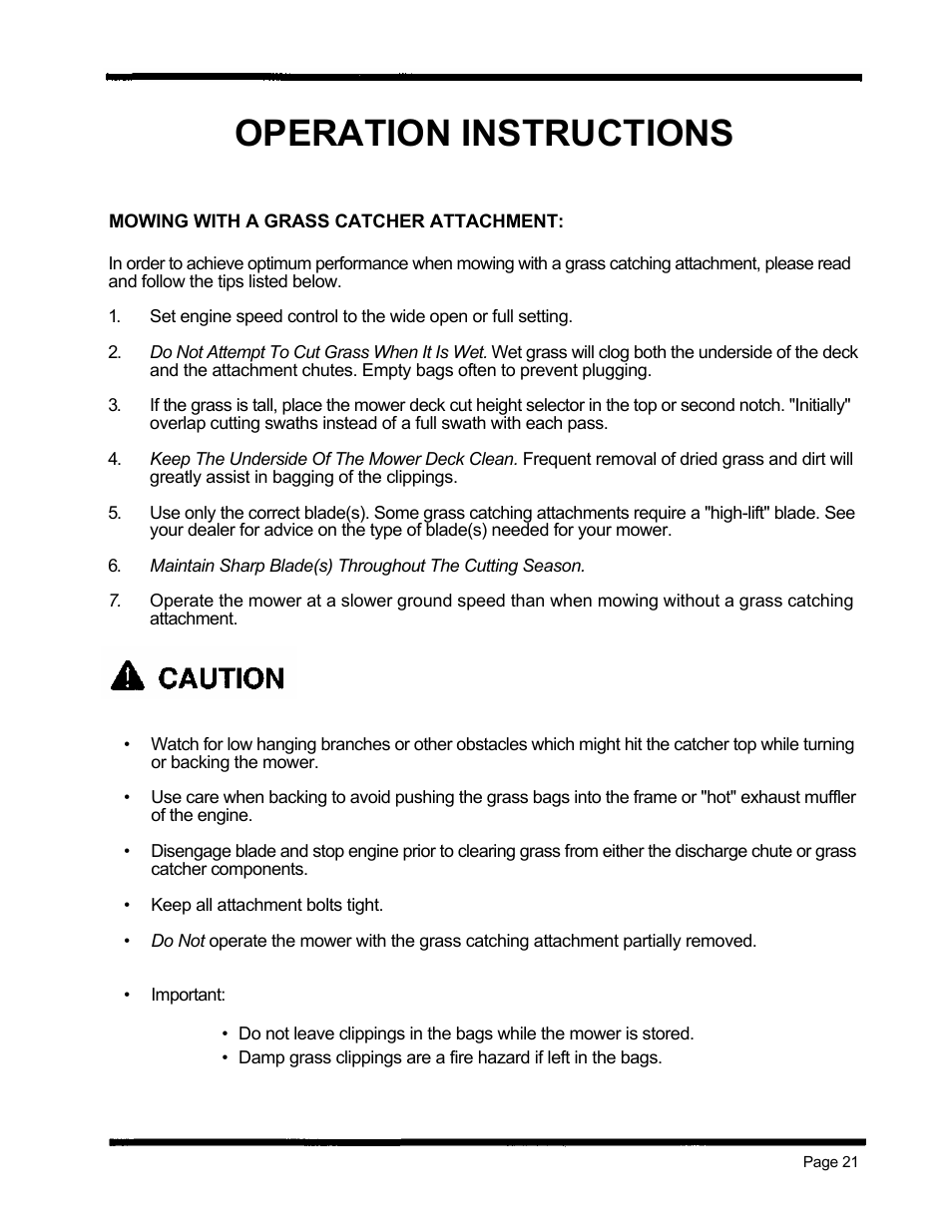 Operation instructions | Dixon ZTR 5424 User Manual | Page 23 / 48