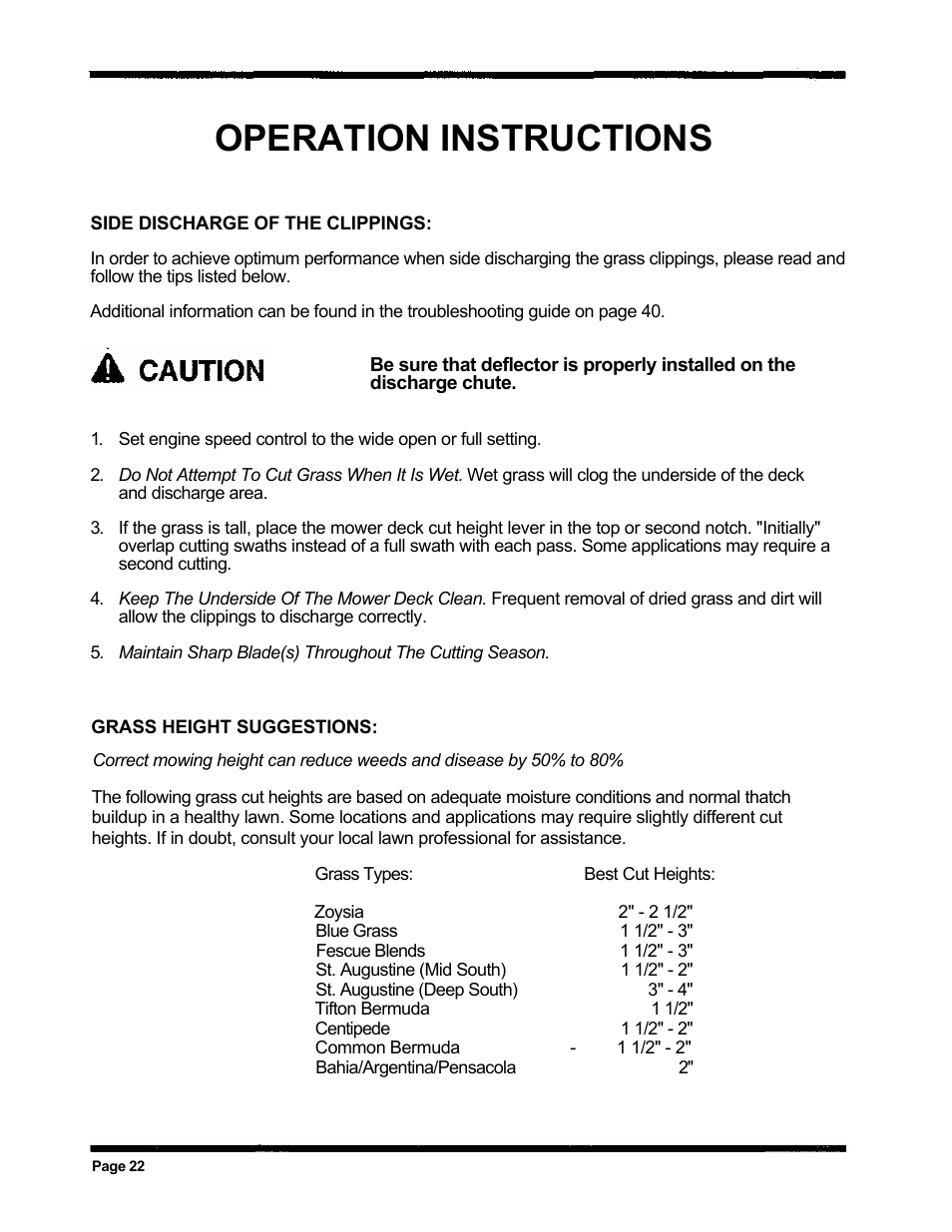 Operation instructions | Dixon ZTR 5424 User Manual | Page 24 / 48