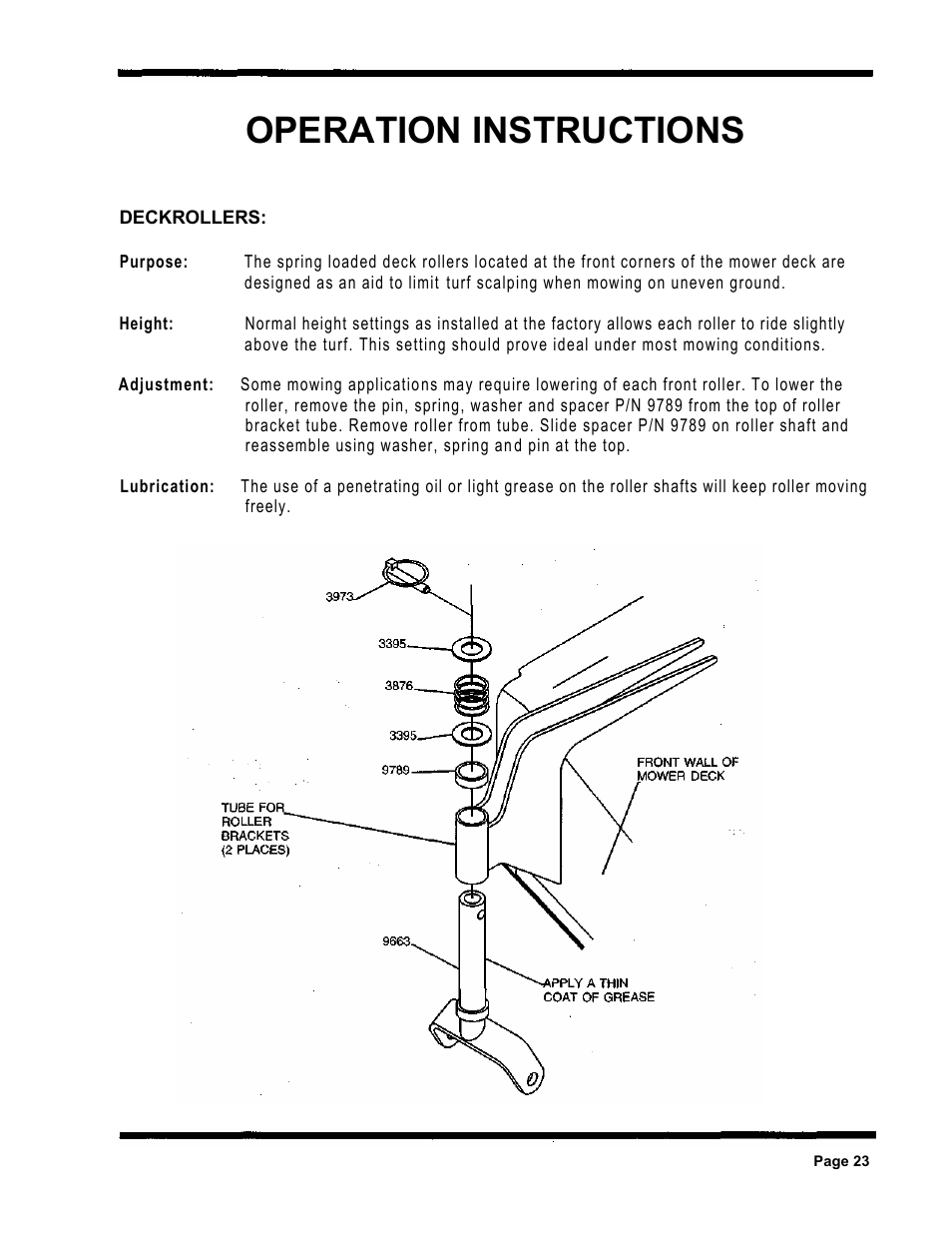 Operation instructions | Dixon ZTR 5424 User Manual | Page 25 / 48