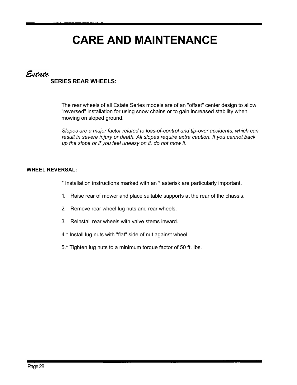 Care and maintenance | Dixon ZTR 5424 User Manual | Page 30 / 48