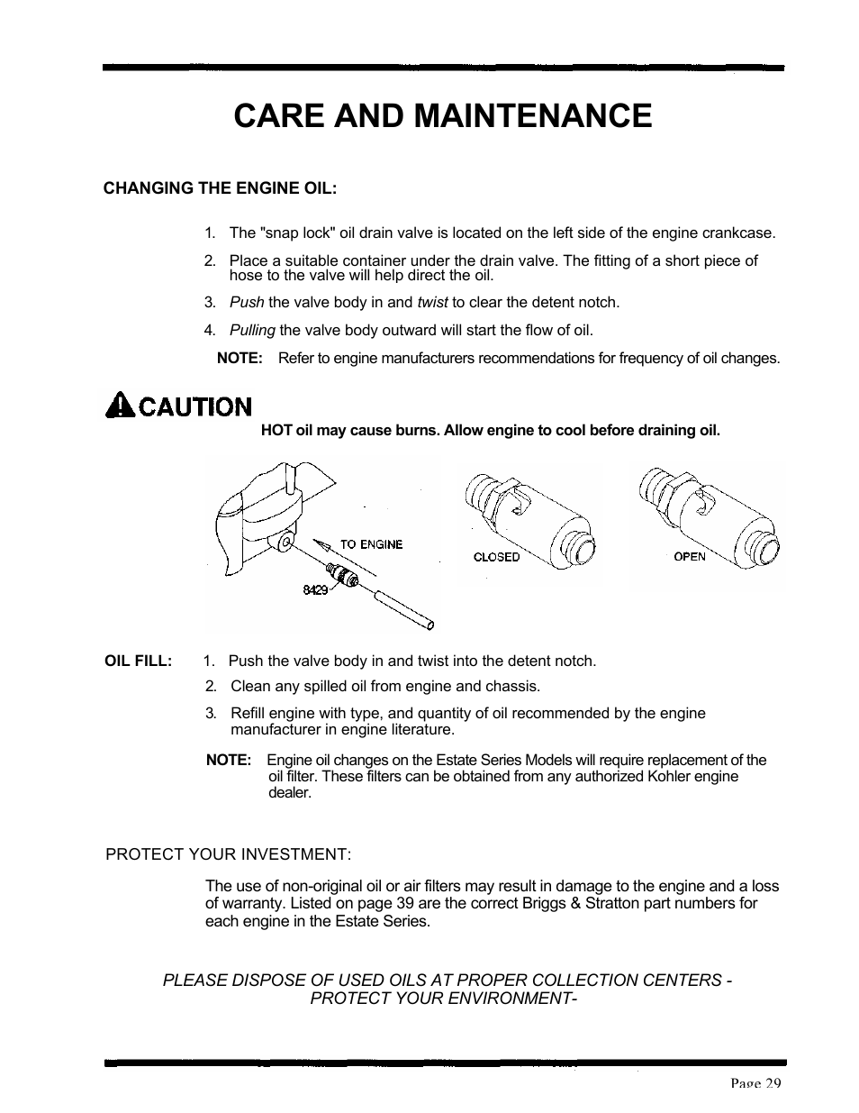 Care and maintenance | Dixon ZTR 5424 User Manual | Page 31 / 48