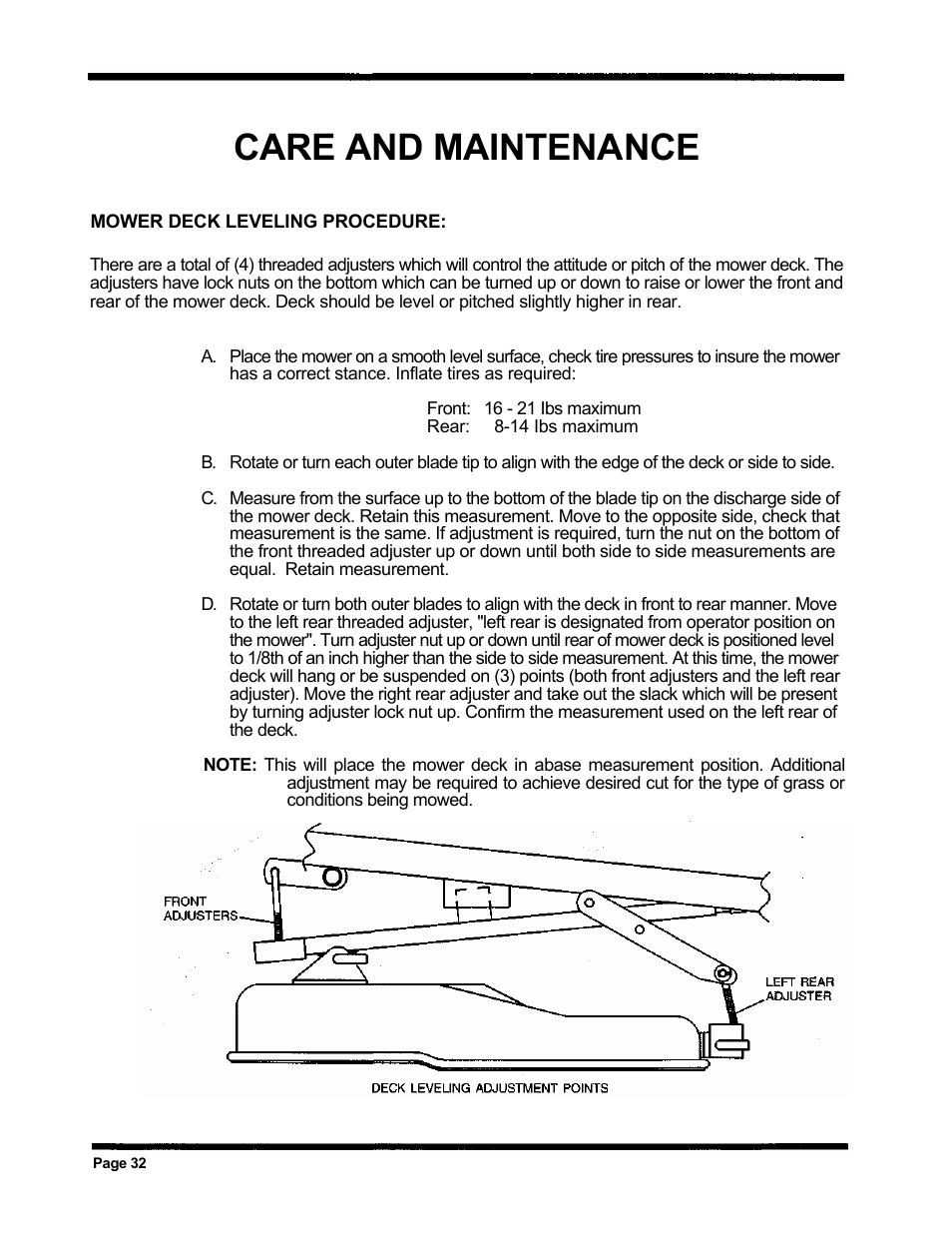 Care and maintenance | Dixon ZTR 5424 User Manual | Page 34 / 48