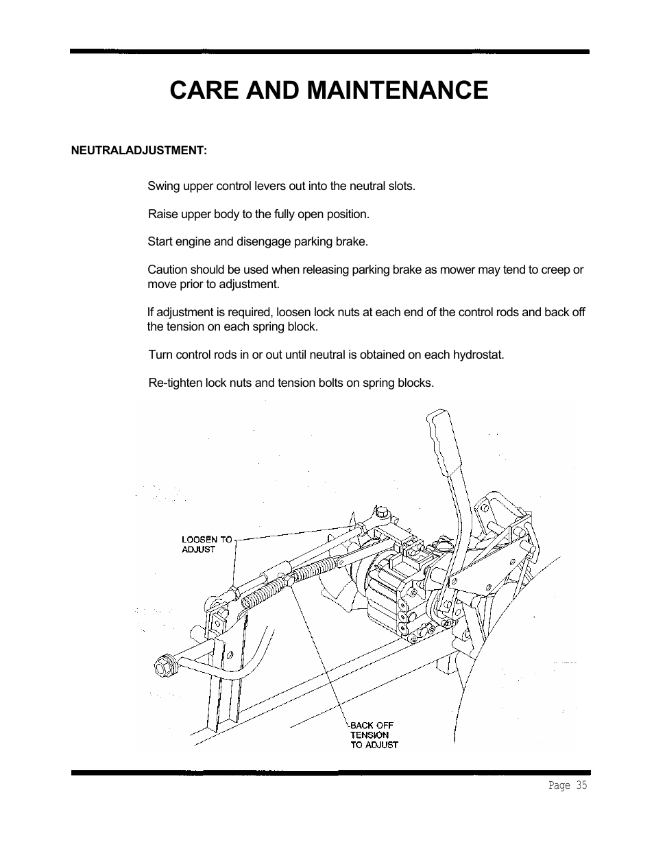 Care and maintenance | Dixon ZTR 5424 User Manual | Page 37 / 48