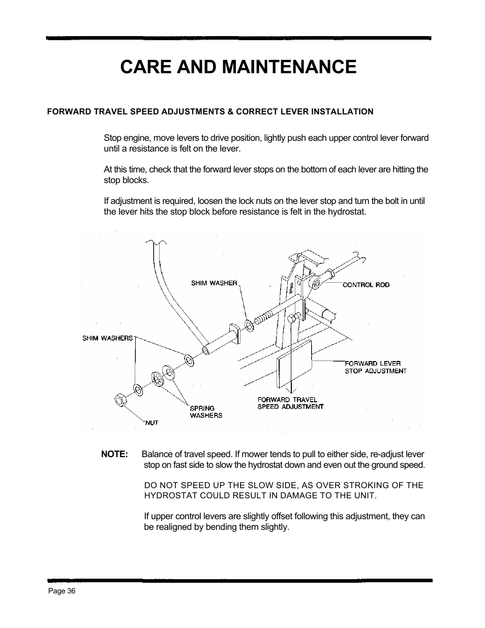 Care and maintenance | Dixon ZTR 5424 User Manual | Page 38 / 48