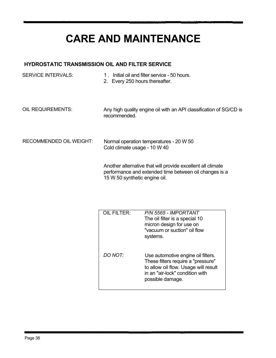 Care and maintenance | Dixon ZTR 5424 User Manual | Page 40 / 48